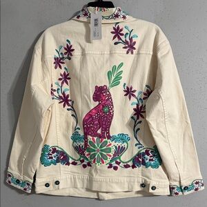 NWT Johnny Was Floral Printed Jacket with Panther Design